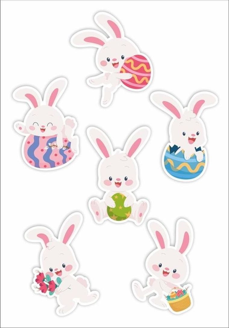 LearnHow, dekoracje okienne, dwustronne, zajączki, 6 elementów