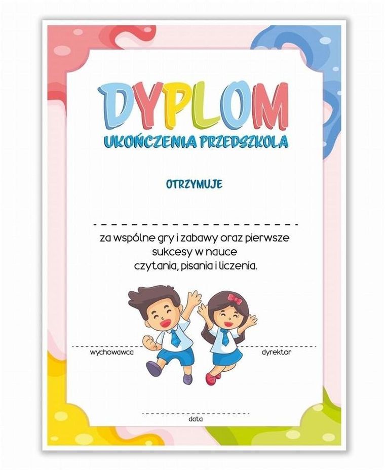 Learnhow, dyplom A4 ukończenia przedszkola, różowy, 10 szt.