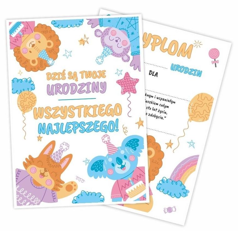 Learnhow, dyplom A5 urodzinowy, dwustronny, 5 szt.