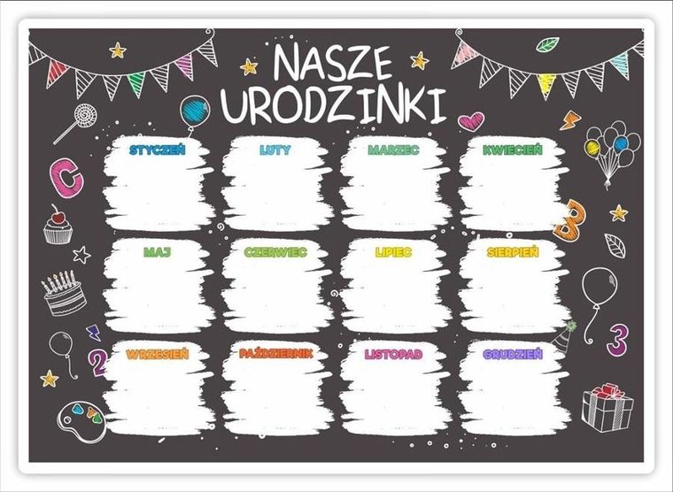 Learnhow, kalendarz urodzinowy, tablica kredowa