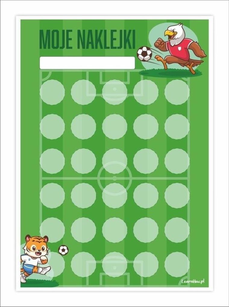 Learnhow, karta motywacyjna, na naklejki, piłka nożna