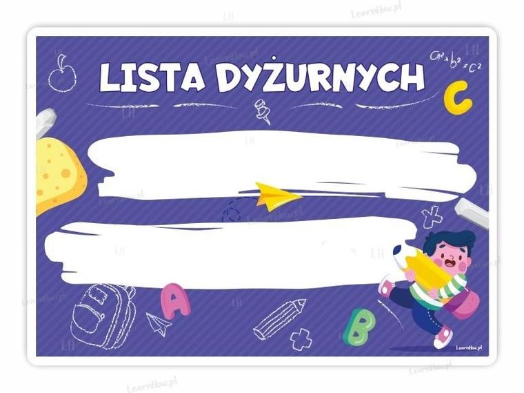 LearnHow, lista dyżurnych A4, fioletowa