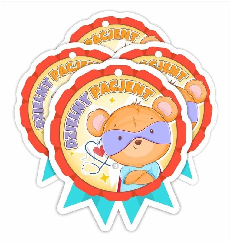 LearnHow, medal papierowy, Dzielny pacjent, Super Miś, 4 szt.