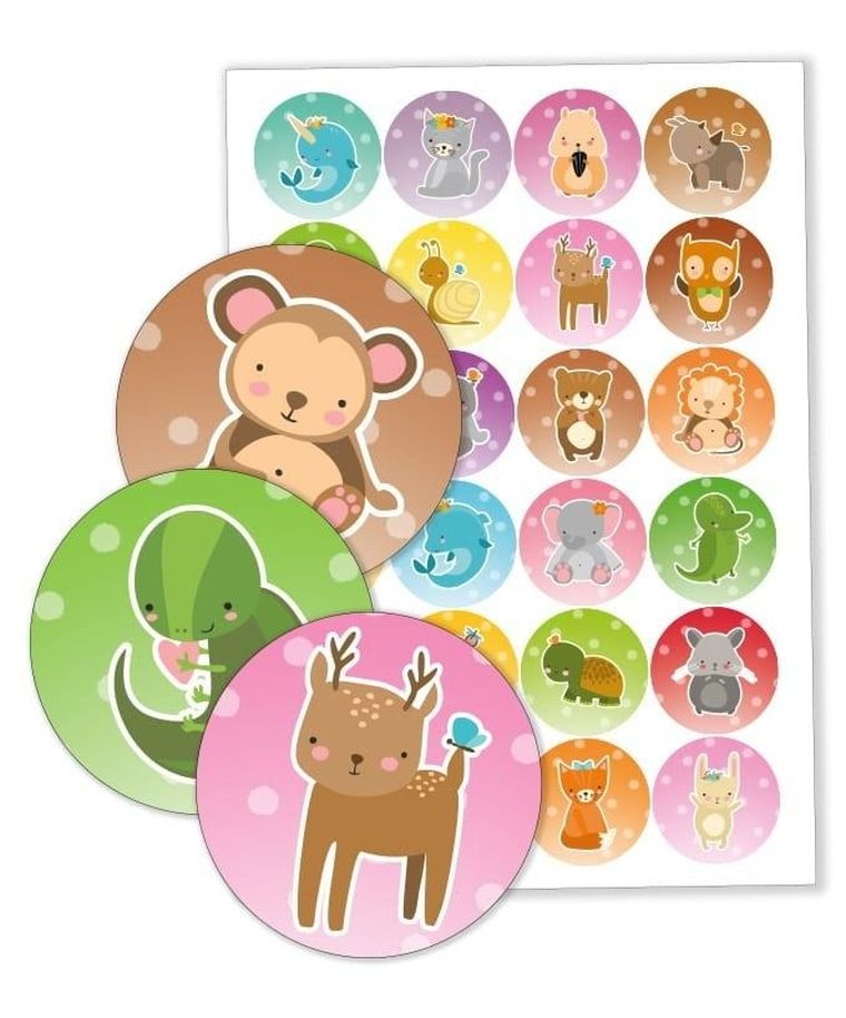 LearnHow, naklejki do szafki, zwierzaki z tłem