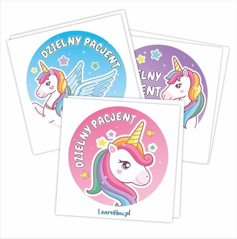 LearnHow, naklejki dzielny pacjent, jednorożce