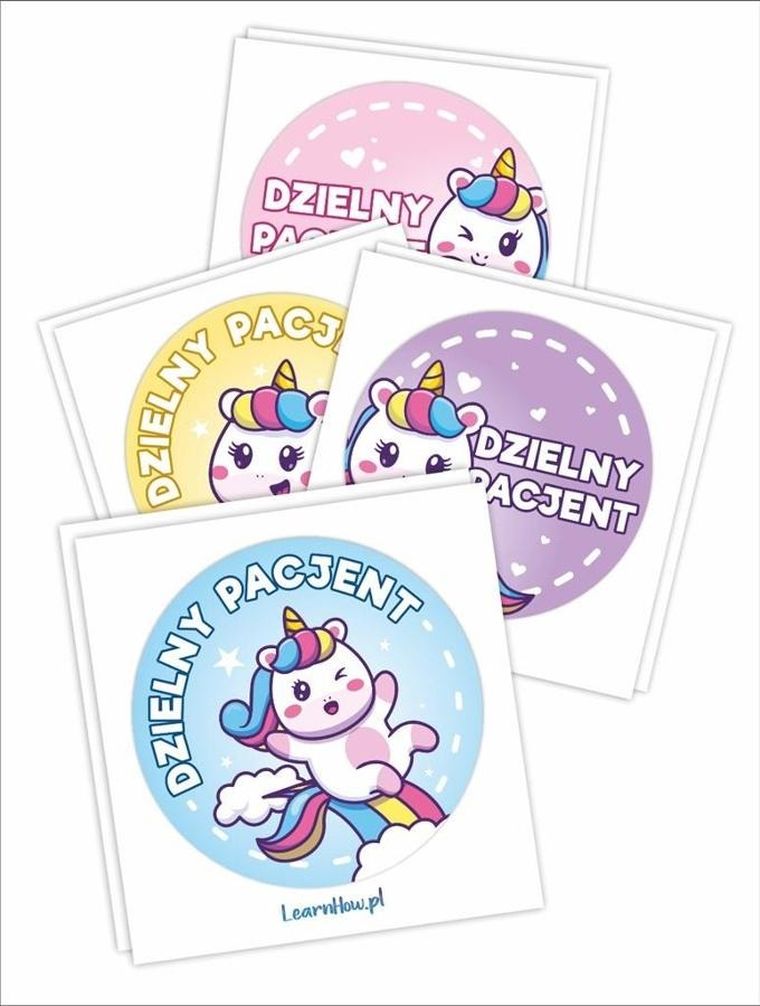 LearnHow, naklejki dzielny pacjent, jednorożce