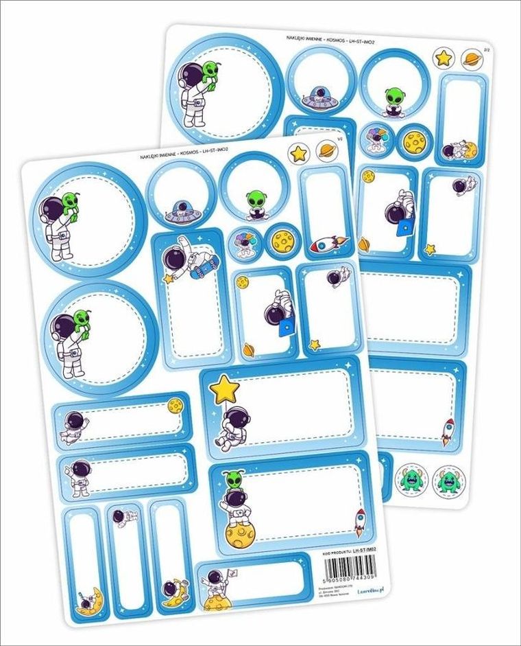 LearnHow, naklejki imienne, kosmos