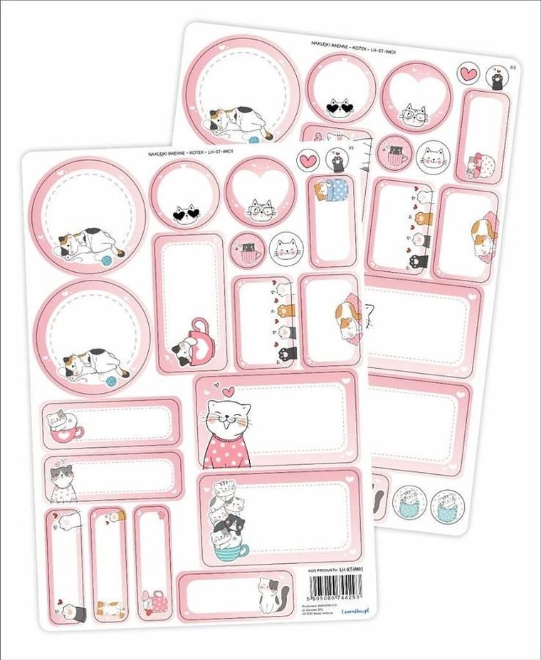 LearnHow, naklejki imienne, kotki