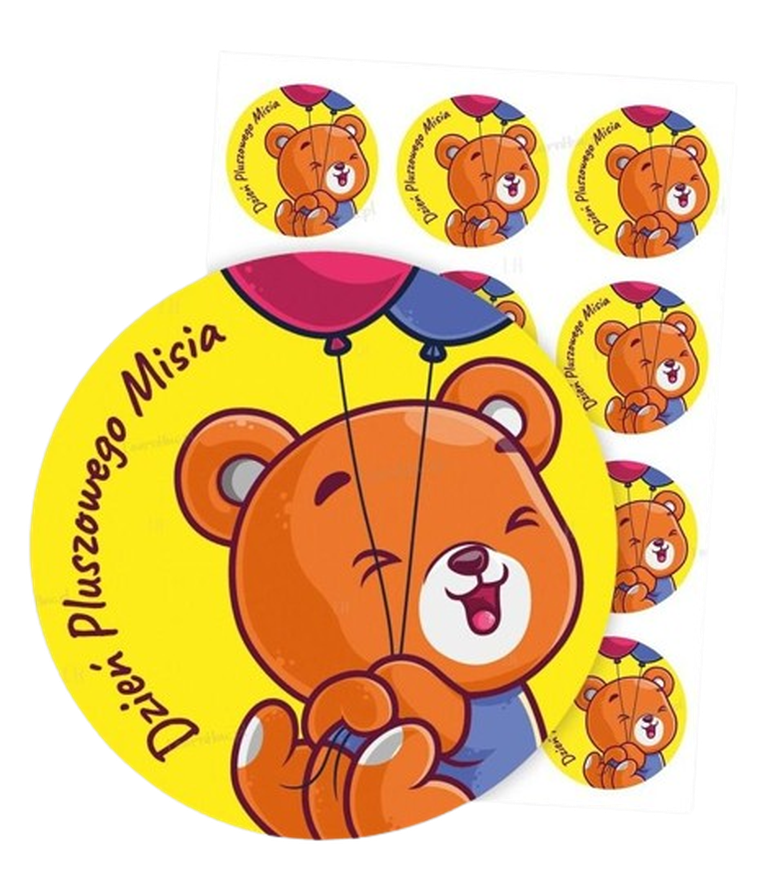 Learnhow, naklejki okolicznościowe, dzień misia, 6 cm, 24 szt.