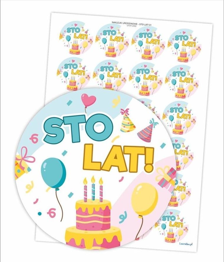 LearnHow, naklejki urodzinowe, sto lat!