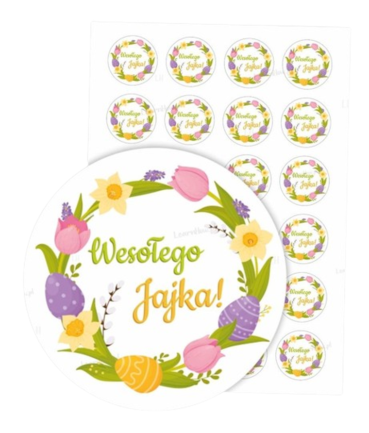Learnhow, naklejki wielkanocne, wesołego jajka, 24 szt.