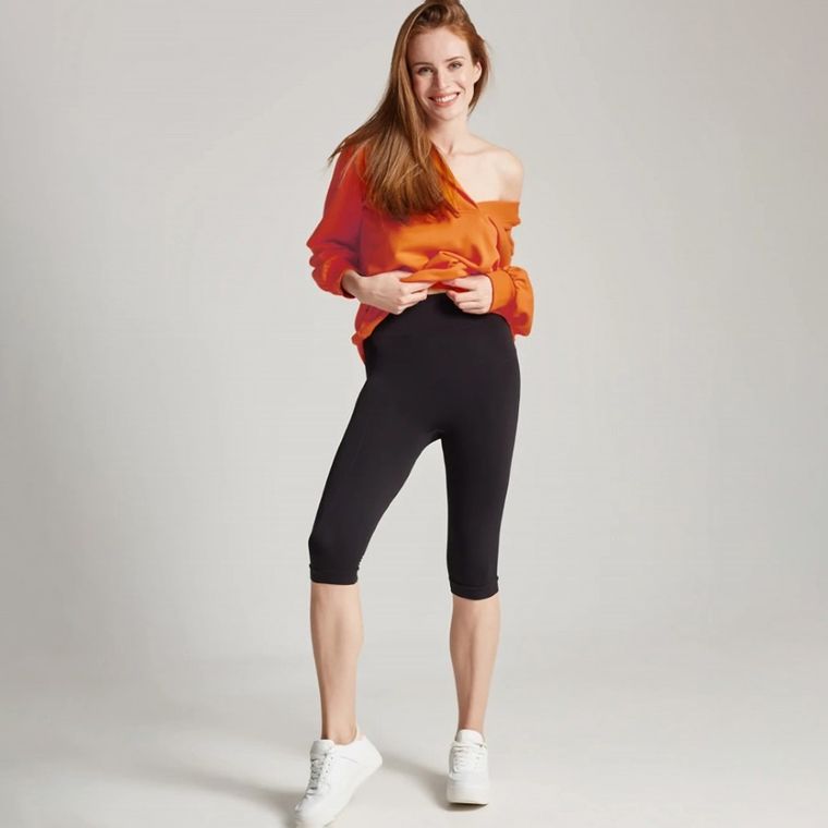 Legginsy damskie 3/4, czarne, Mirella, Gatta