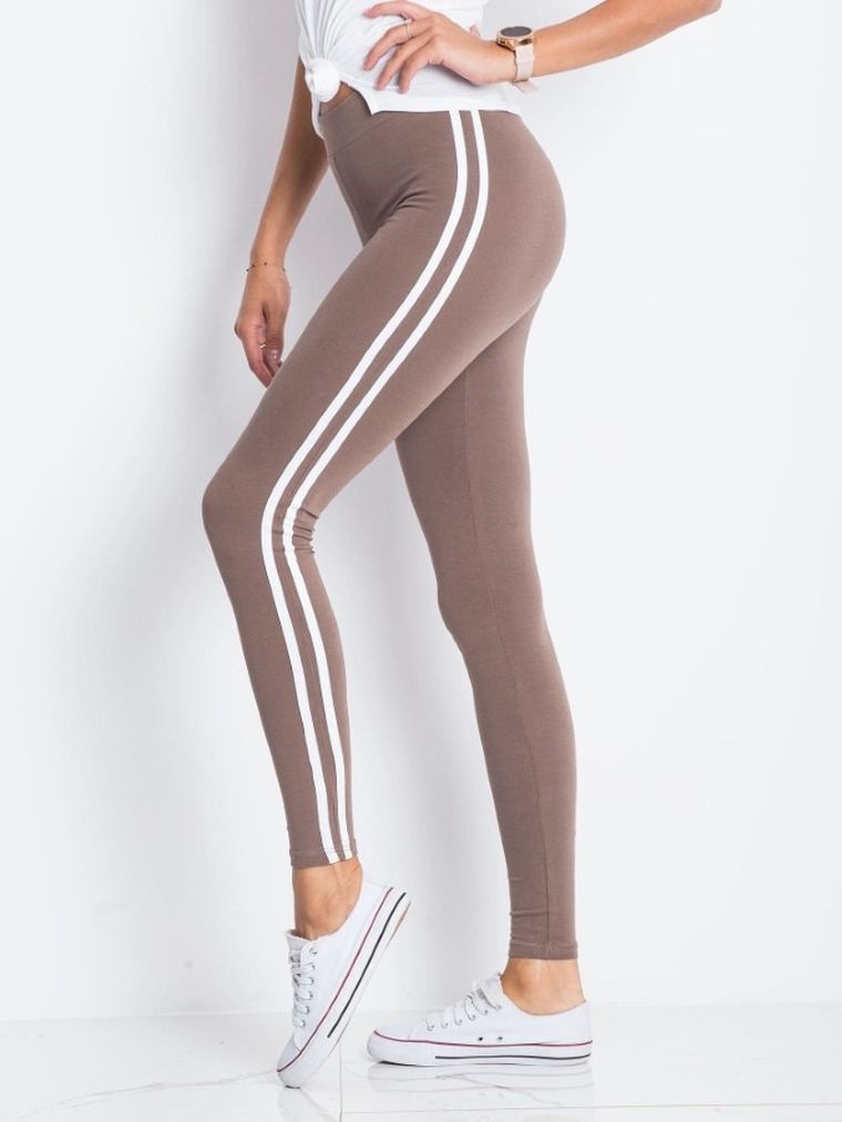 Legginsy damskie, brązowe, Basic Feel Good