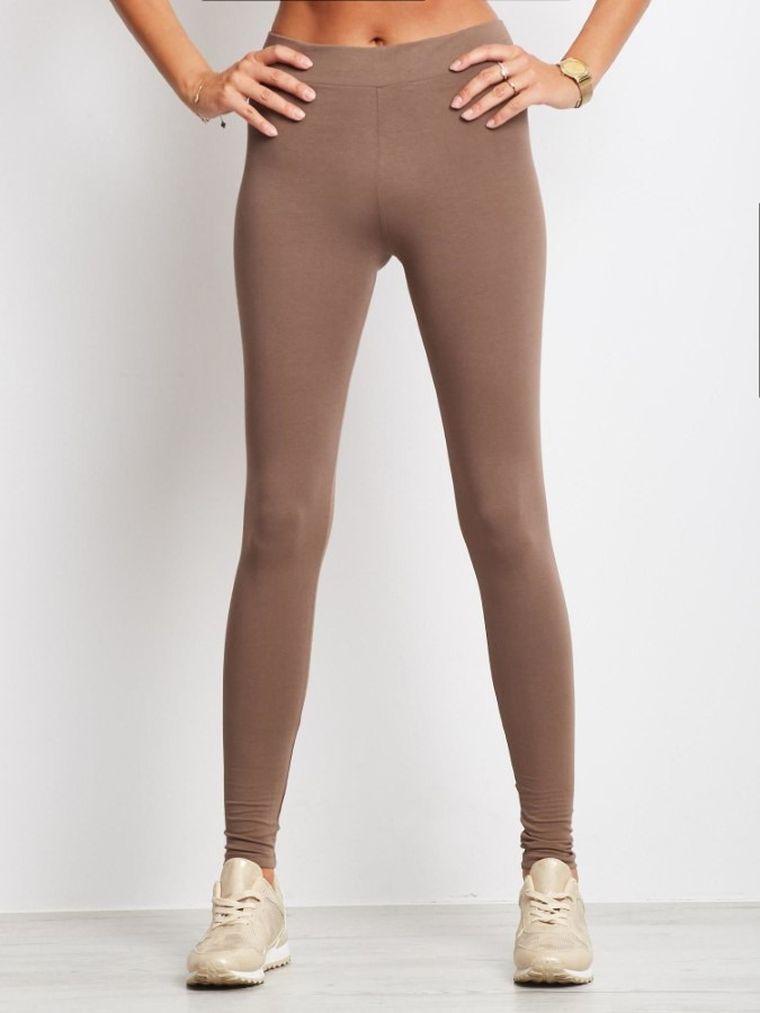 Legginsy damskie, brązowe, Basic Feel Good