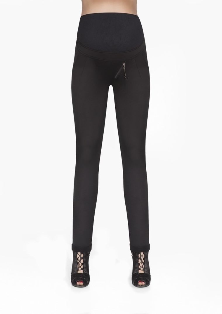 Legginsy damskie, ciążowe, ocieplane, czarne, Camile, Bas Black