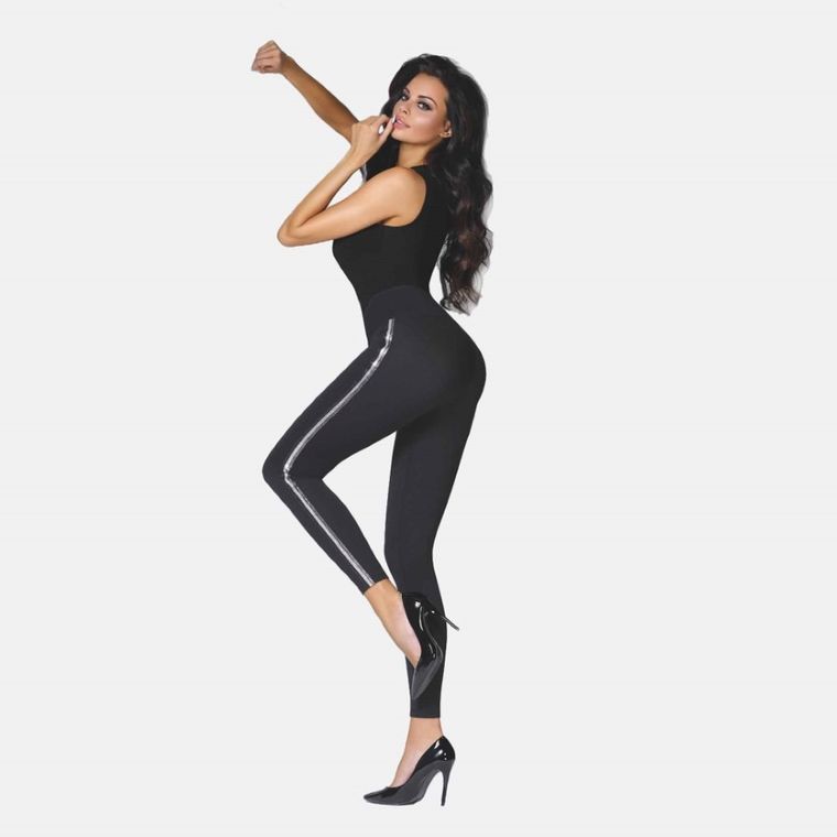 Legginsy damskie, czarne, Bas Bleu