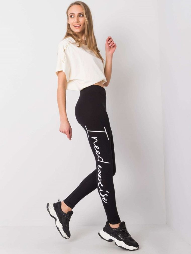 Legginsy damskie, czarne, Rue Paris