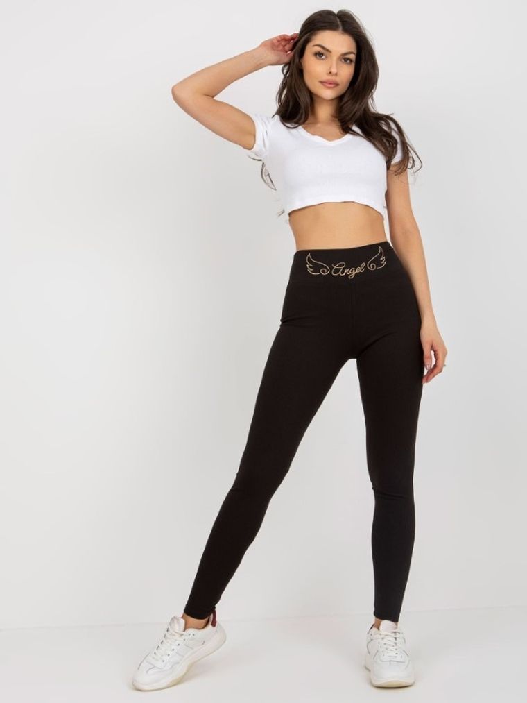 Legginsy damskie, czarne, Rue Paris