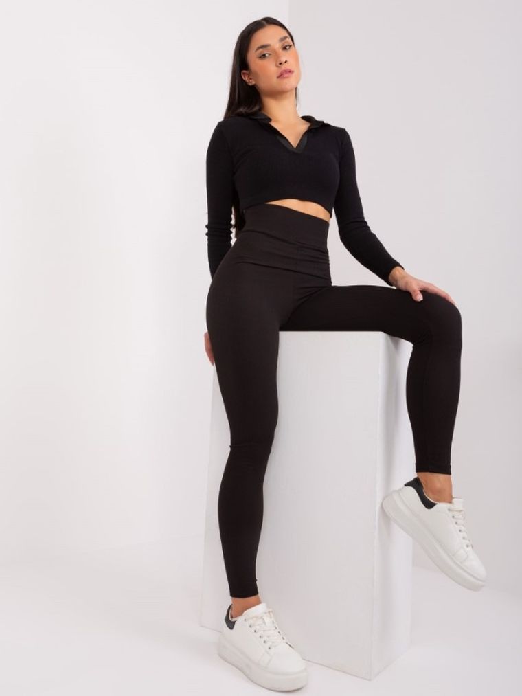 Legginsy damskie, czarne, Rue Paris