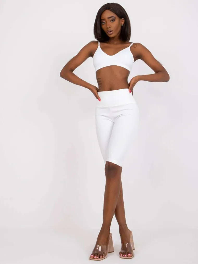 Legginsy damskie, kolarki, białe, Ex Moda