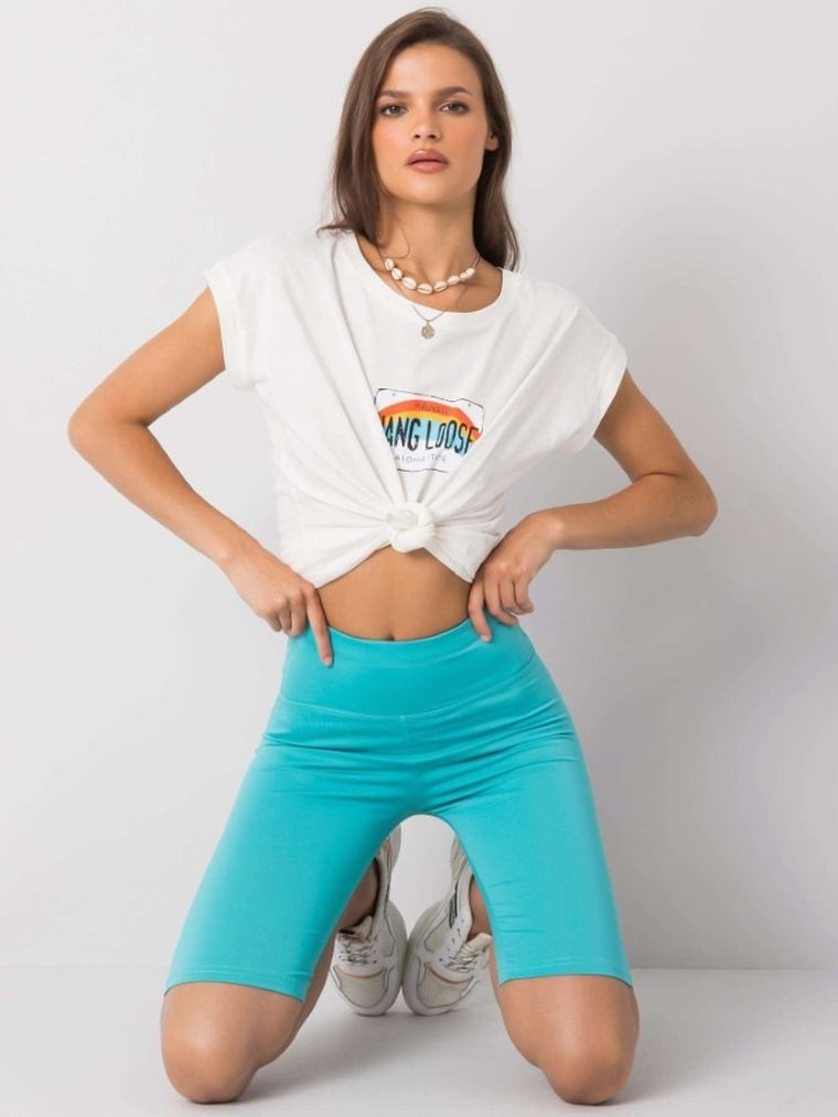 Legginsy damskie, kolarki, turkusowe, Ex Moda