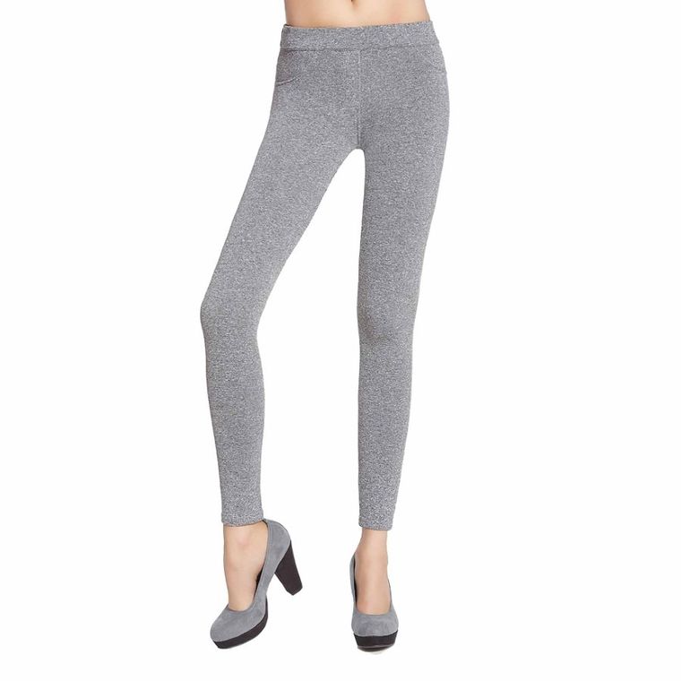 Legginsy damskie, ocieplane, szare, Bas Bleu