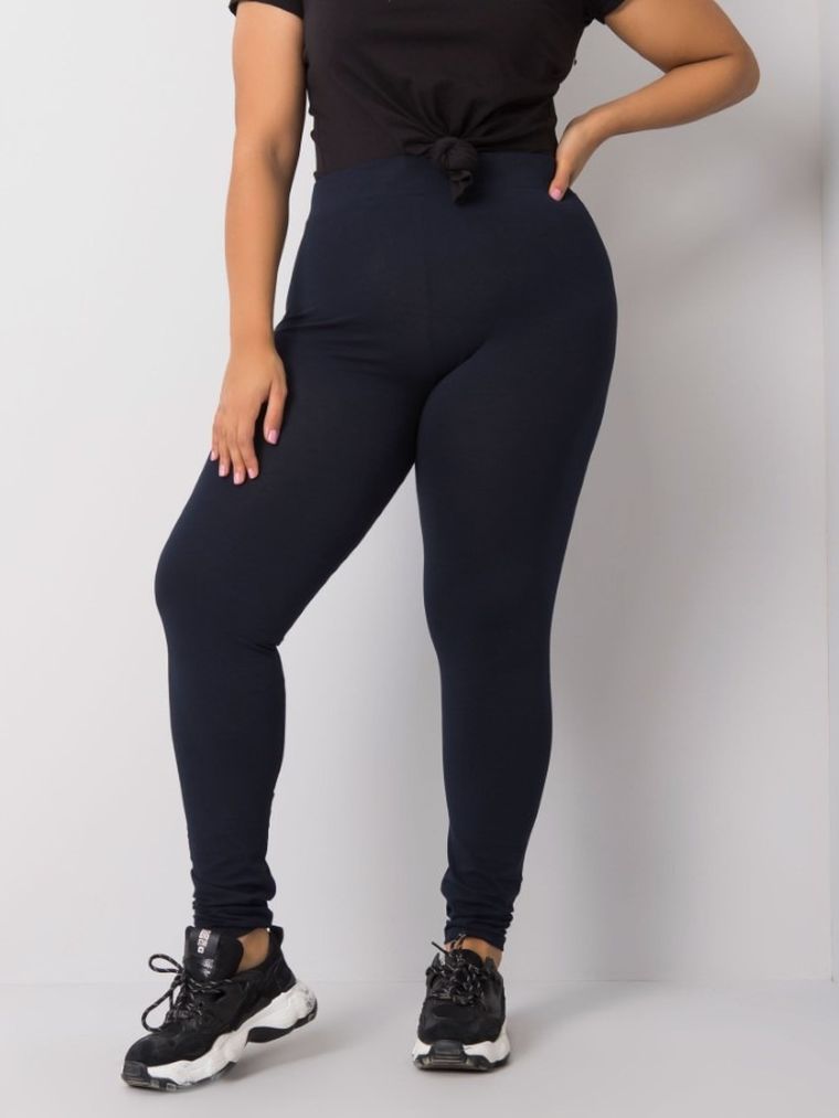 Legginsy damskie, plus size, granatowe, Basic Feel Good