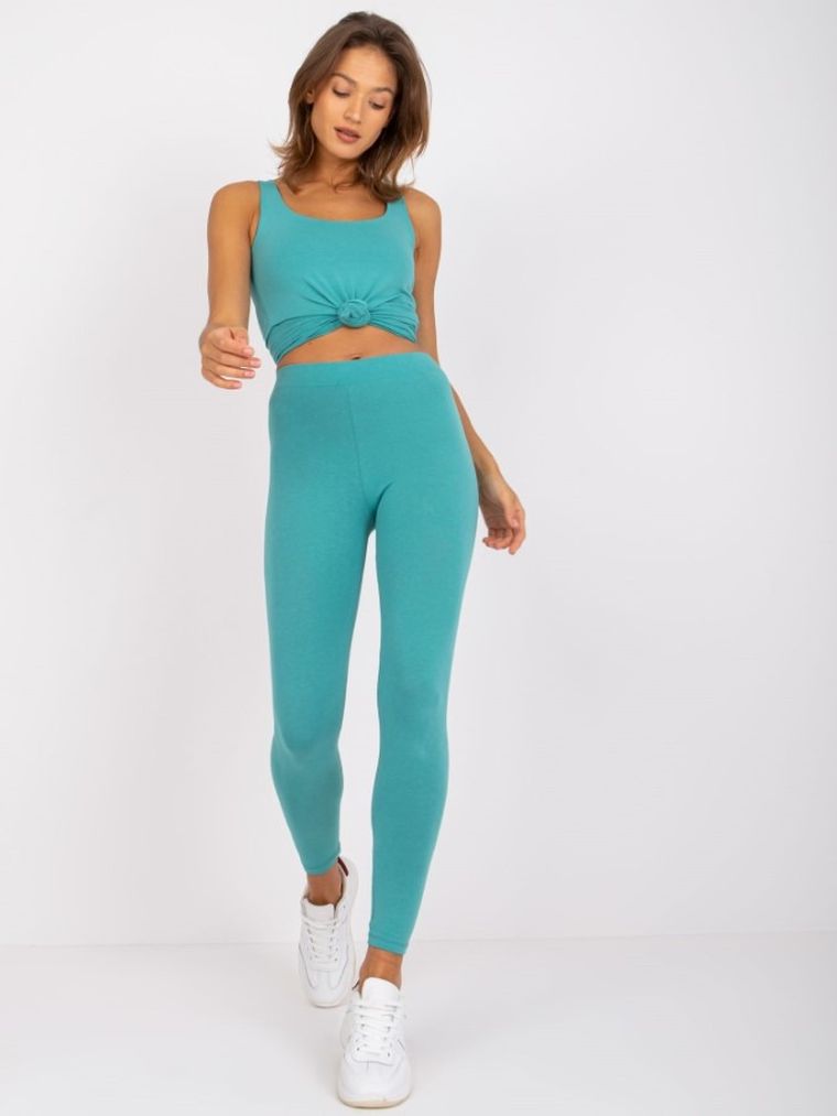 Legginsy damskie, turkusowe, Basic Feel Good