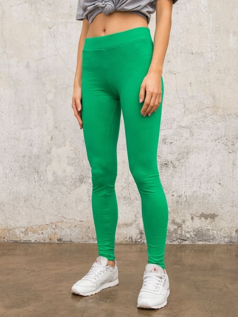 Legginsy damskie, zielone, Basic Feel Good