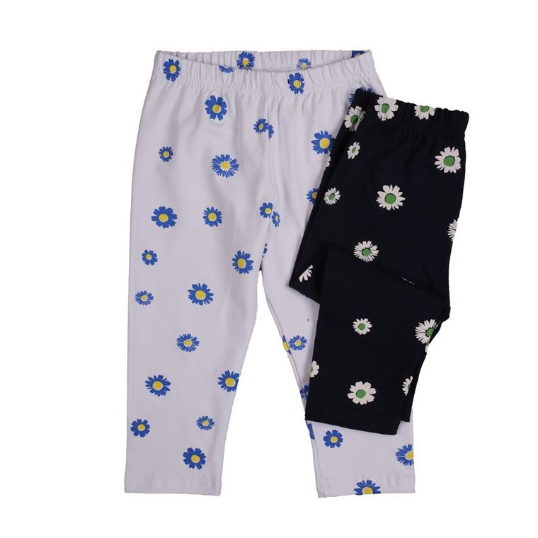 Legginsy dziewczęce 3/4, białe, granatowe, zestaw, 2 szt., Tup Tup