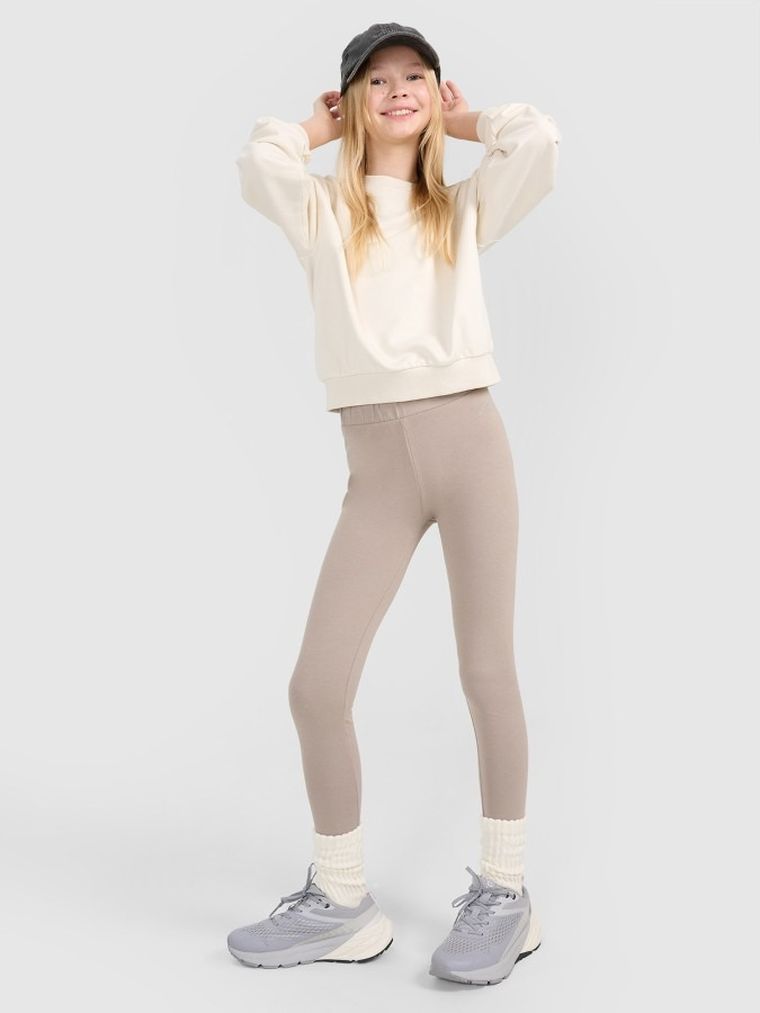 Legginsy dziewczęce, beżowe, 4F
