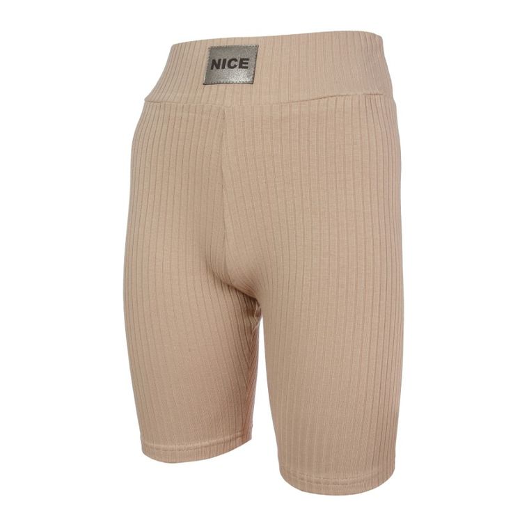 Legginsy dziewczęce, kolarki, prążkowane, beżowe, Tup Tup