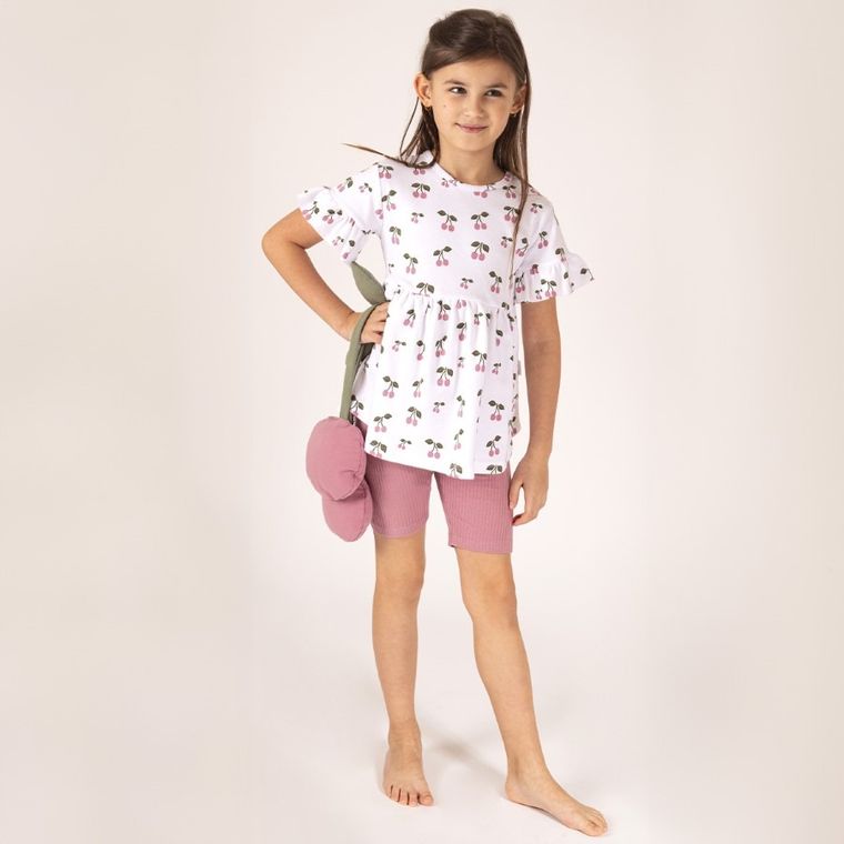 Legginsy dziewczęce, kolarki, prążkowane, różowe, Nicol