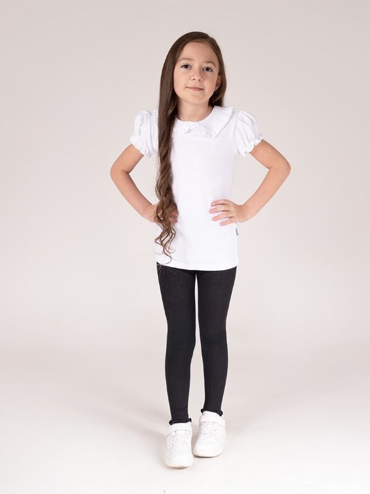 Legginsy dziewczęce, prążkowane, czarne, Nicol