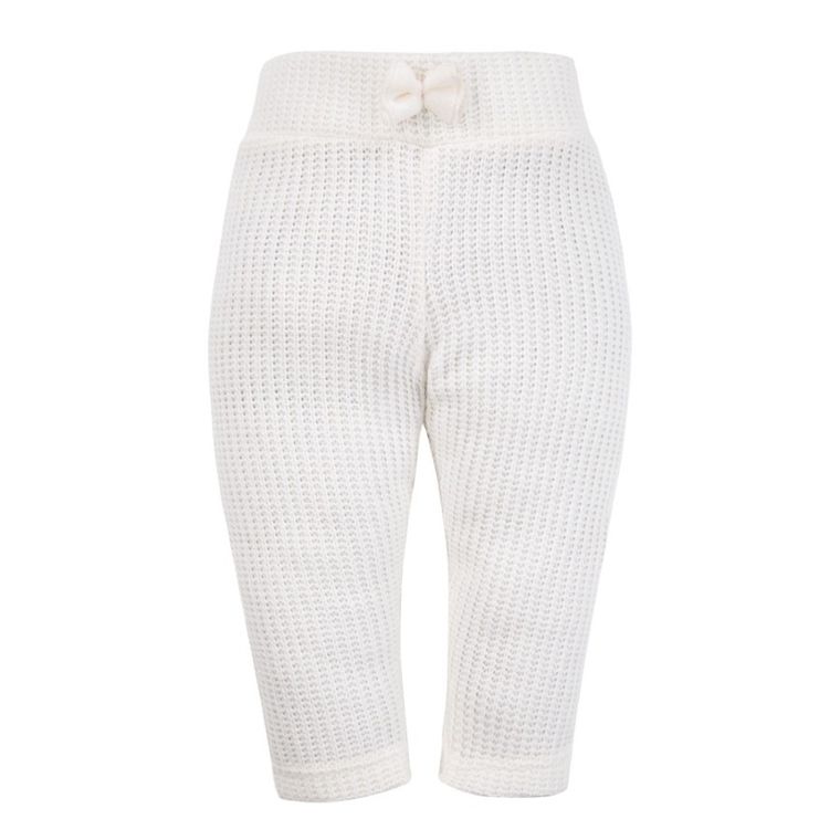 Legginsy dziewczęce, sweterkowe, ecru, Eevi