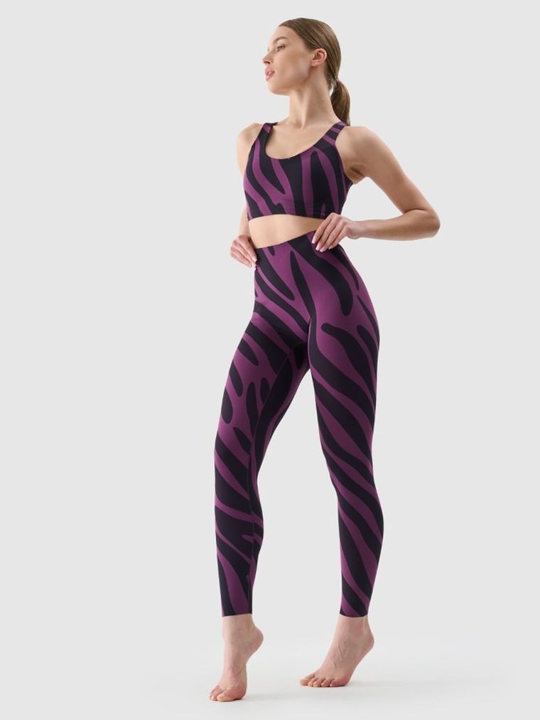Legginsy funkcyjne damskie, bordowe, 4F