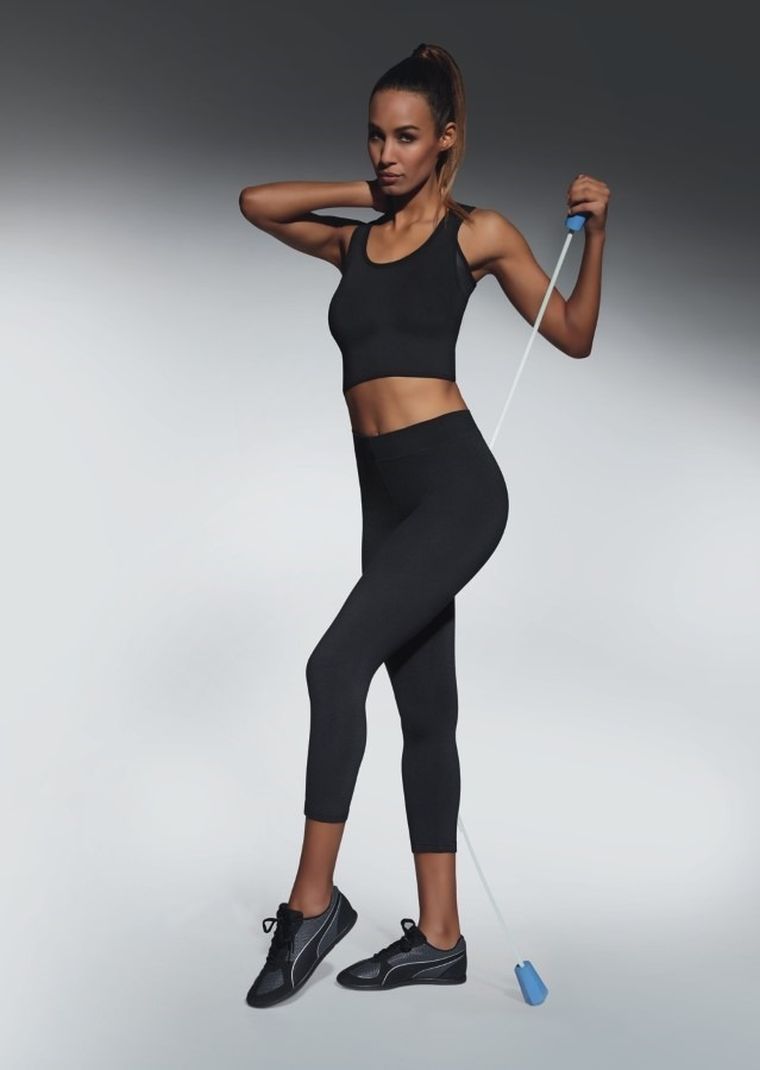 Legginsy sportowe damskie 3/4, czarne, Bas Black