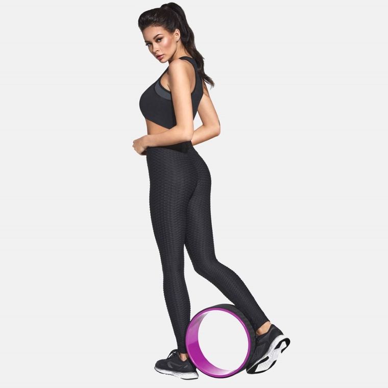 Legginsy sportowe damskie, anty-cellulit, czarne, Bas Black