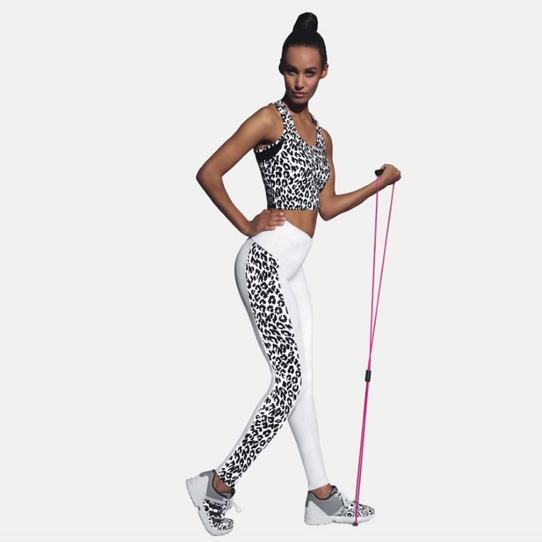 Legginsy sportowe damskie, białe, Bas Black