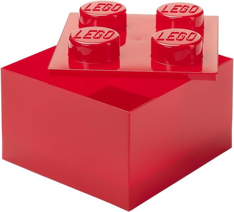 LEGO, Brick 4, pojemnik klocek, transparentny czerwony