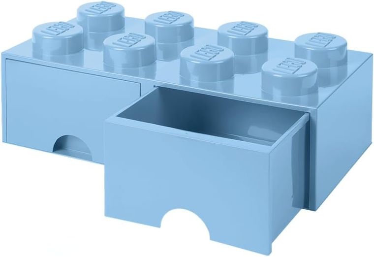LEGO, Brick 8, pojemnik klocek z dwoma szufladami, błękitny