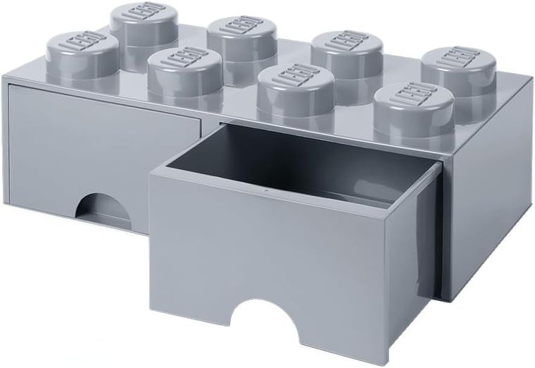LEGO, Brick 8, pojemnik klocek z dwoma szufladami, szary