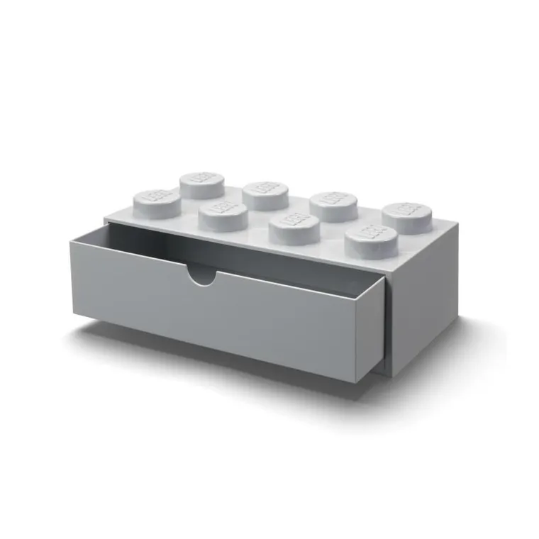 LEGO, Brick 8, pojemnik klocek z szufladą, jasny szary