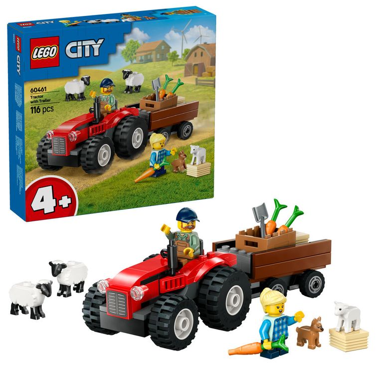 LEGO City, Czerwony traktor z przyczepą i owcą, 60461