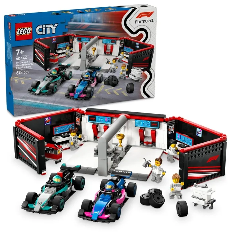 LEGO City, F1 Garaż i bolidy Mercedes-AMG i Alpine, 60444