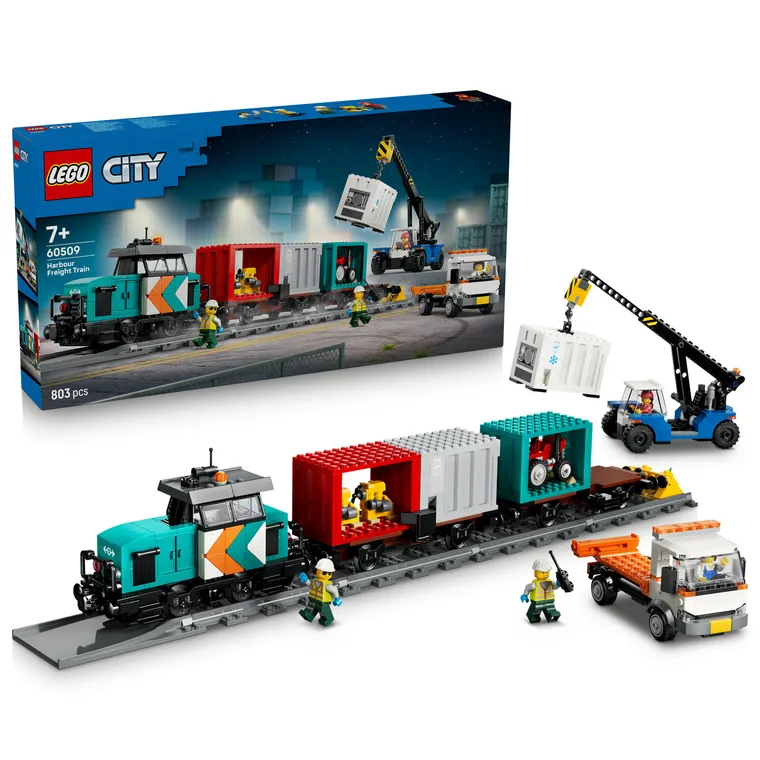 LEGO City, Portowy pociąg towarowy, dźwig i ciężarówka, 60509