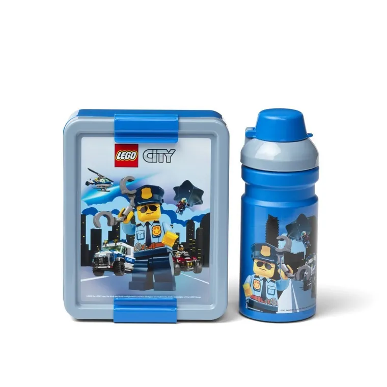 LEGO City, zestaw: lunchbox + bidon, 390 ml