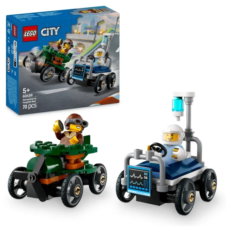 LEGO City, Zestaw wyścigówek: samolot kontra łóżko szpitalne, 60459