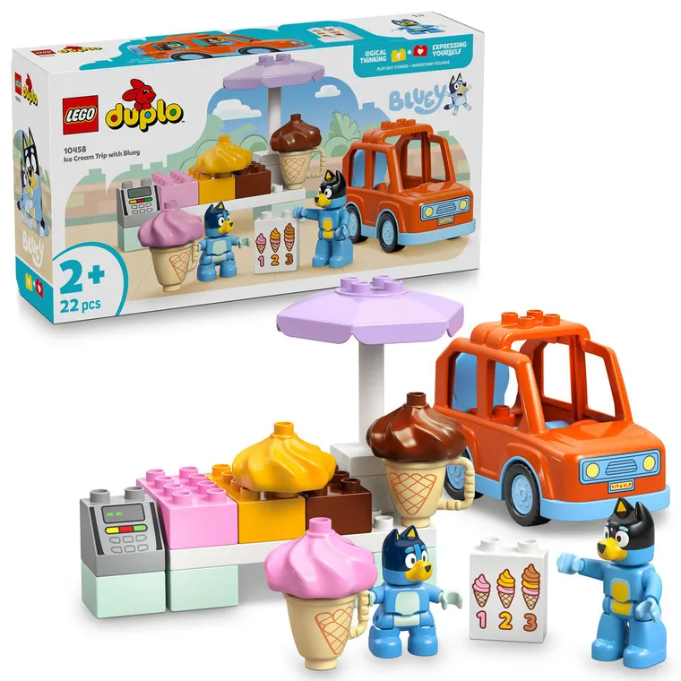 LEGO DUPLO Bluey, Wyprawa po lody z Blue, 10458