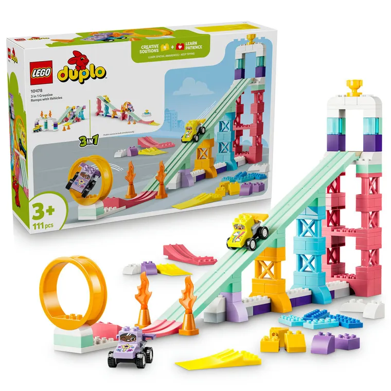 LEGO DUPLO, Kreatywne rampy 3 w 1 z pojazdami, 10478